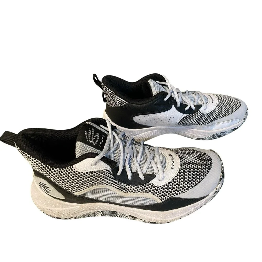 Under Armour Curry 3Z 24 Mens 11 White Black Basketball Shoes Athletic